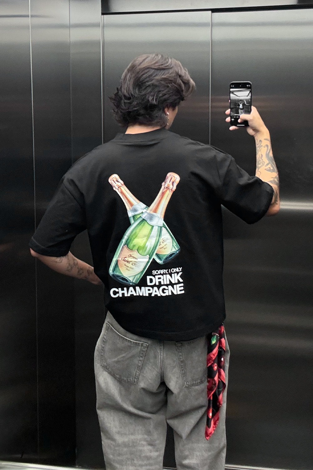 Drink Champagne Tee Black