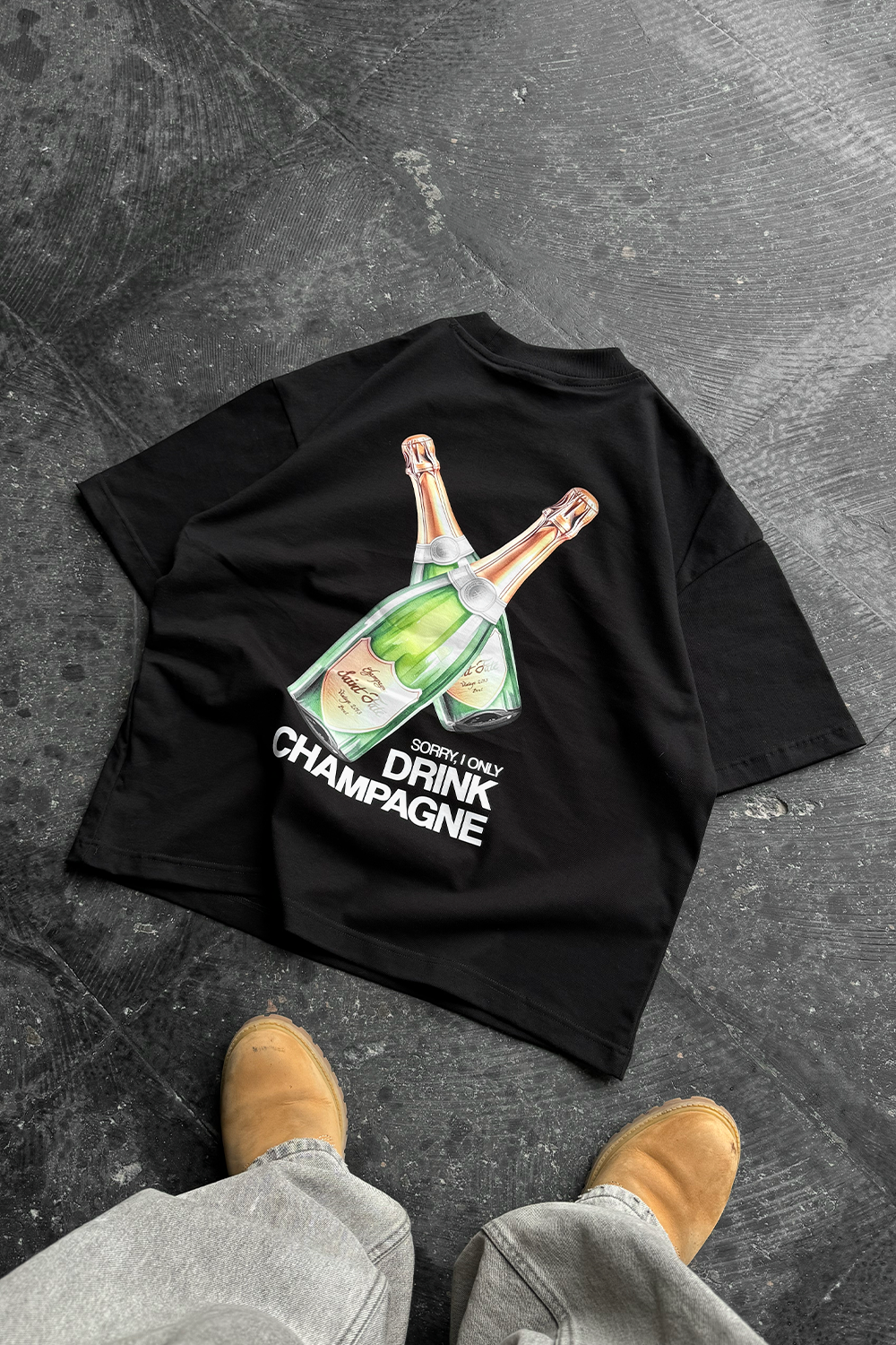 Drink Champagne Tee Black