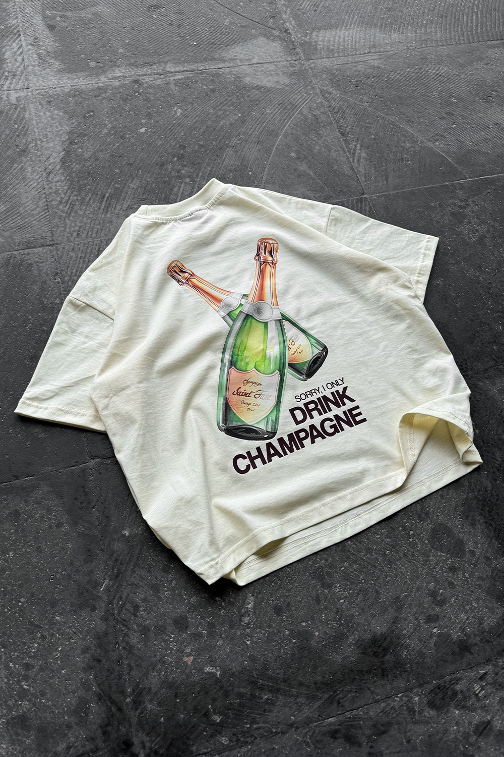 Drink Champagne Tee Beige