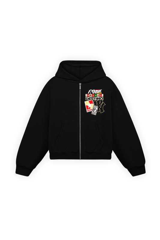 Racing Patches Zip Hoodie Vantablack