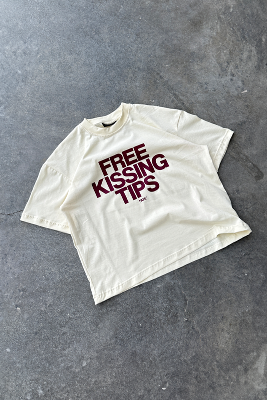 Free Kissing Tips Tee Beige