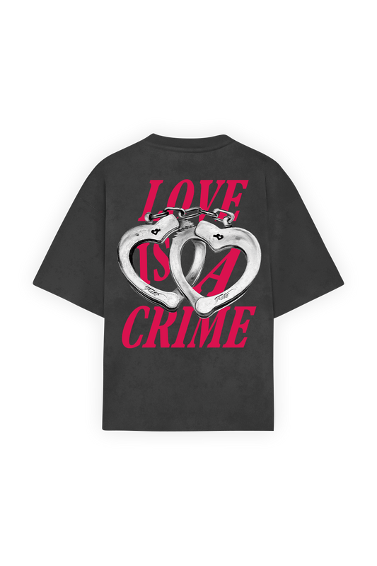 Love is a Crime Tee Washed Black