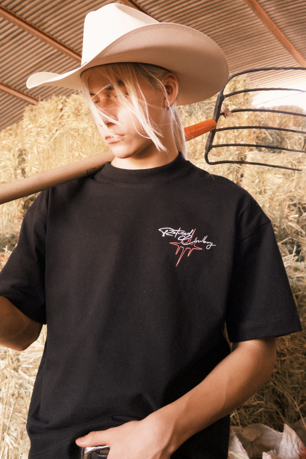 Pink Cowboy Tee Black